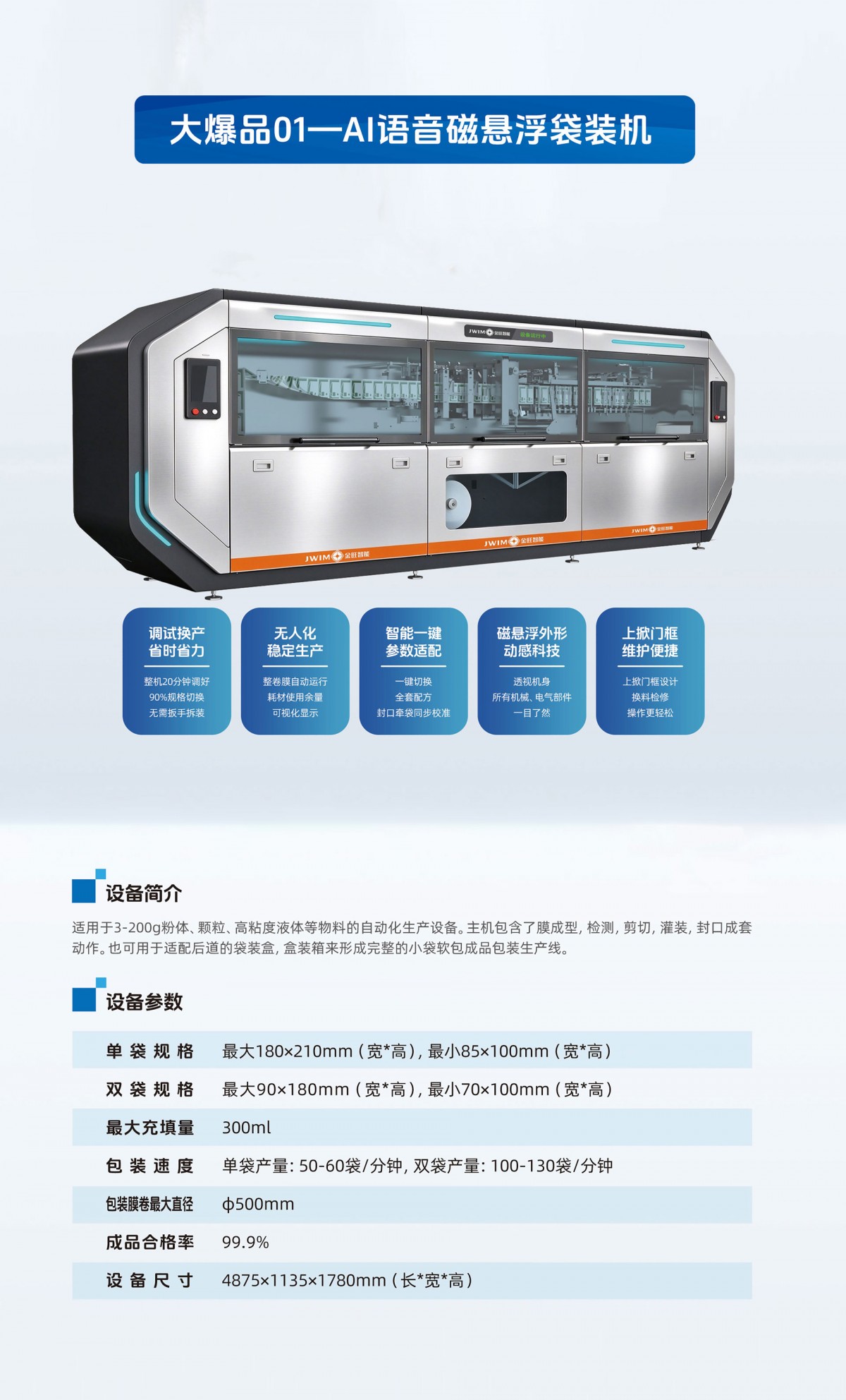 AI磁悬浮袋装机详情页